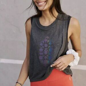 Free People Gray Tank Top with Graphic Design